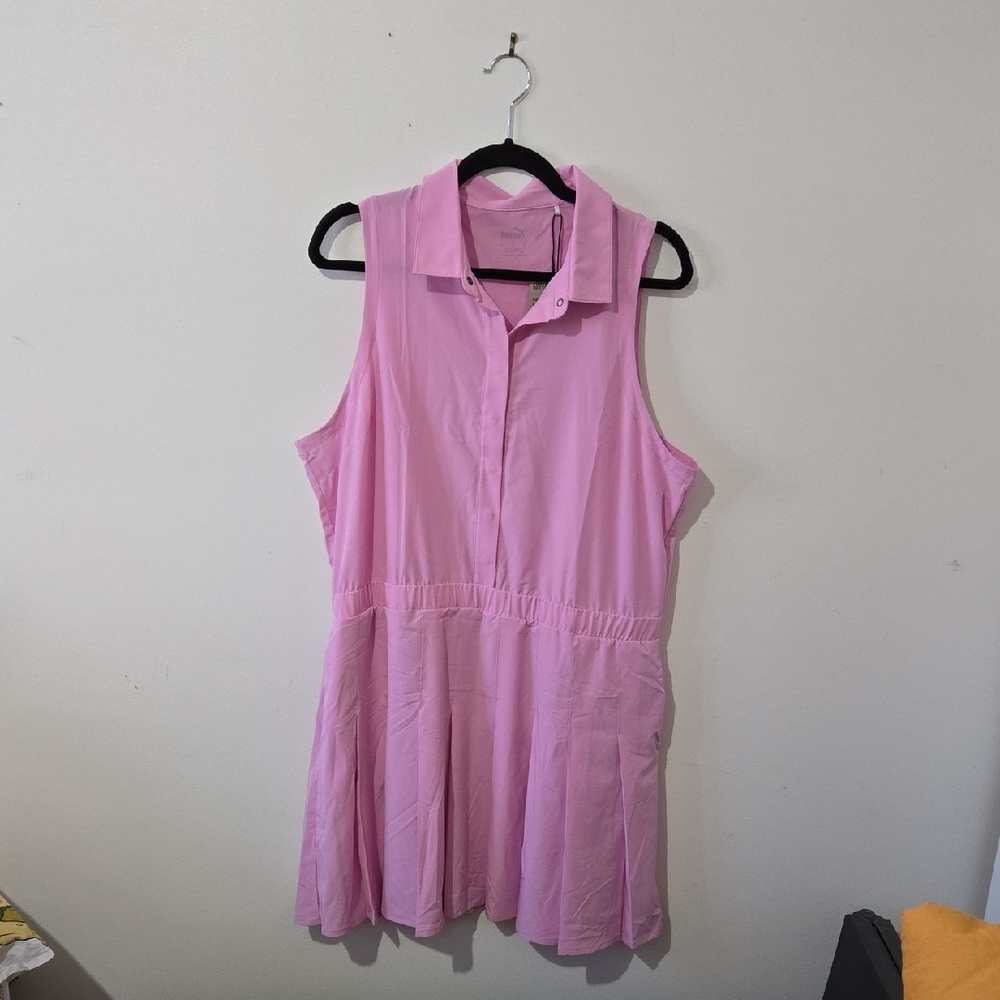 NWT Women's Puma Club Pleated Dress Pink Icing Size XL